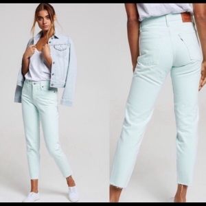 Levi 501 Mint Green Skinny Raw Hem Jean Sz 30